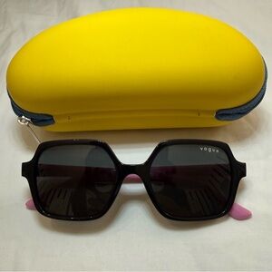 Vogue Girls Sunglasses Black Pink Square Frame, Like New Glasses, Comes W/Case